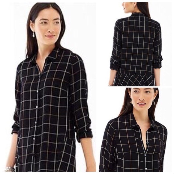 J. Jill Tops - 🆕 J. Jill Windowpane Plaid Peplum Back Top